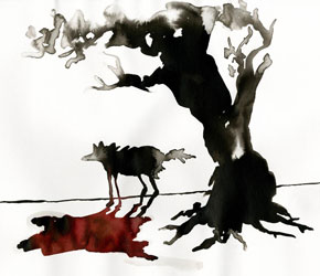 croquis inspiré de l'actualité loup poutine